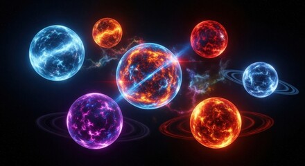 Artistic depiction showcasing a celestial alignment of diverse colorful planets