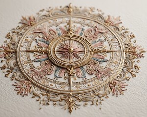 Obraz premium Solar system chart with tribal energy patterns in soft pink and sand tones
