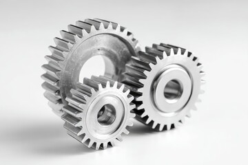 Interlocking gears on a light background