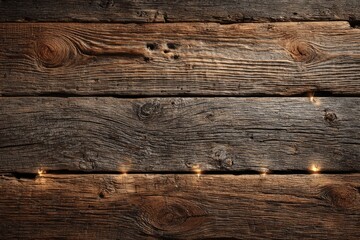 Fototapeta premium Rustic wooden planks with string lights