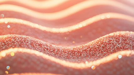 Pink sand ripples, glowing texture, abstract pattern.
