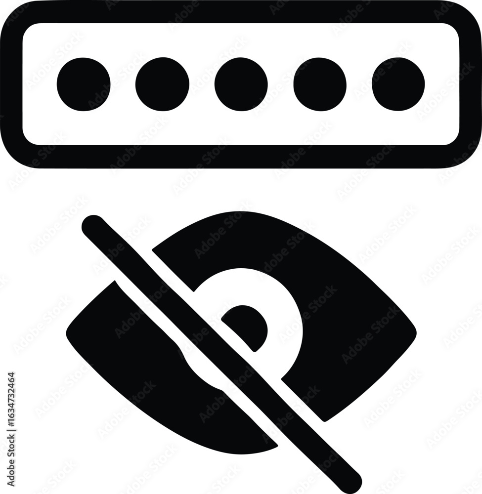 Poster an icon shows a password box above a crossed out eye representing privacy and security of personal i