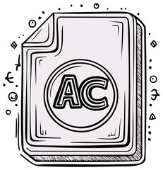 Hand drawn doodle illustration of a file icon with an AC letter symbol