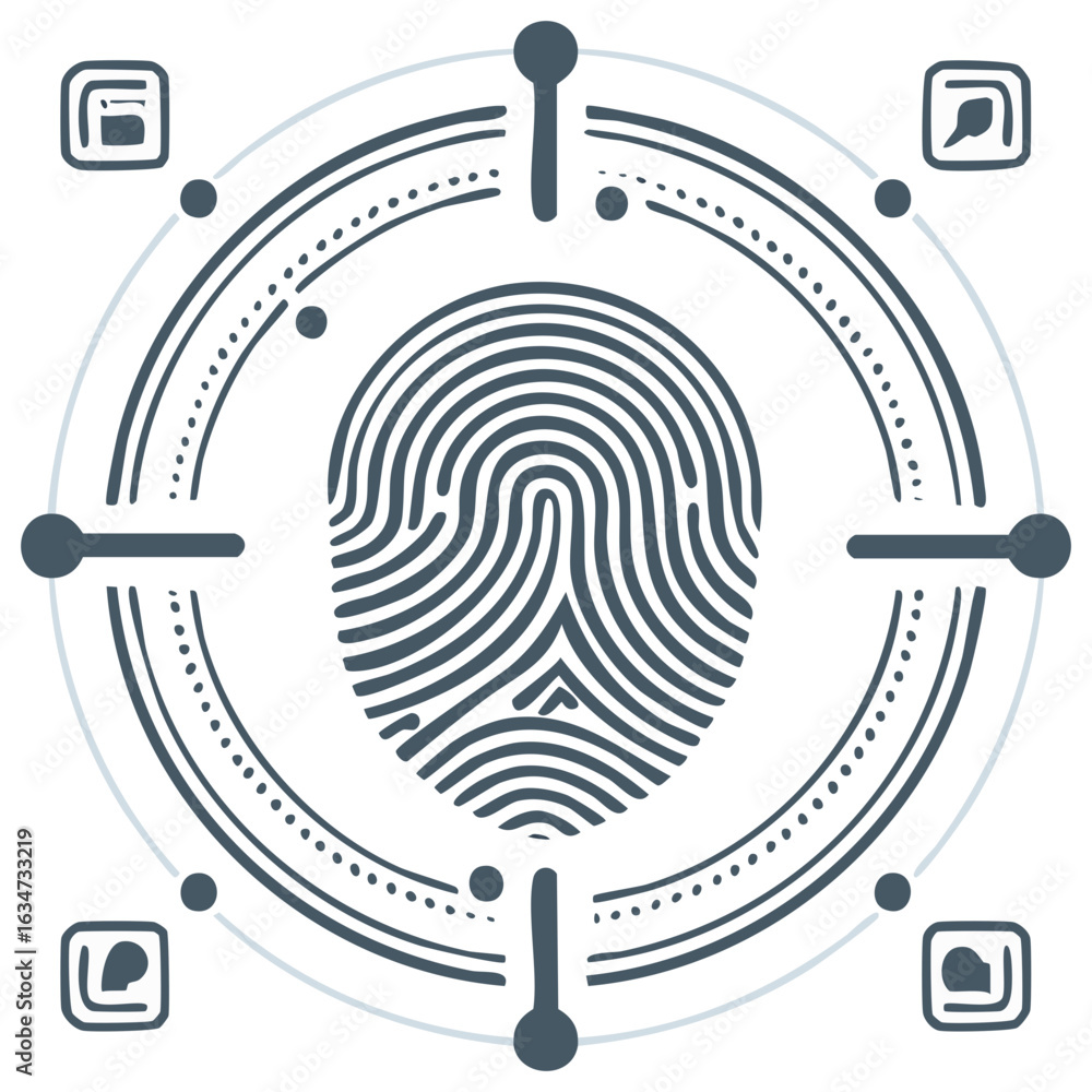 Poster biometric fingerprint scan for digital identity and cyber security