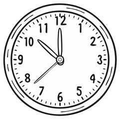 Hand drawn clock illustration showing time passing