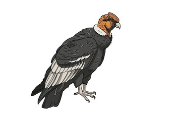 Detailed illustration of a majestic Andean Condor, symbolizing freedom.  Elegant line art, vintage style.  Perfect for nature, wildlife, or inspirational designs.