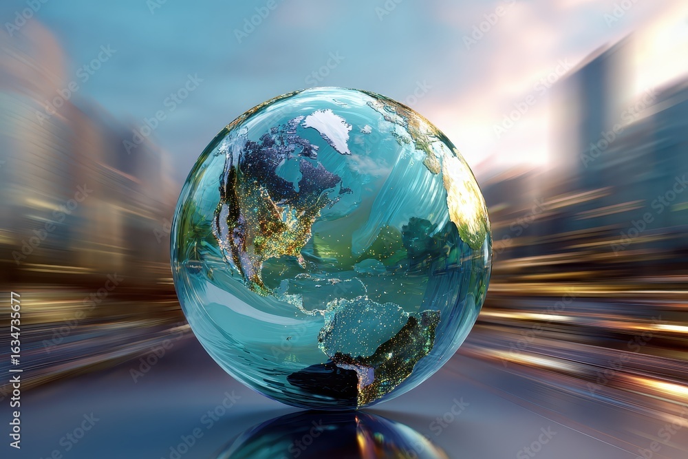 Aufkleber abstract rendering of planet earth showcasing vibrant colors and dynamic movement against a blurred 