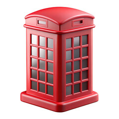 Fototapeta premium Red telephone booth isolated on transparent background