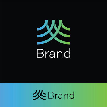 Modern Linear M or MMM Monogram Logo with two backgrounds. 
