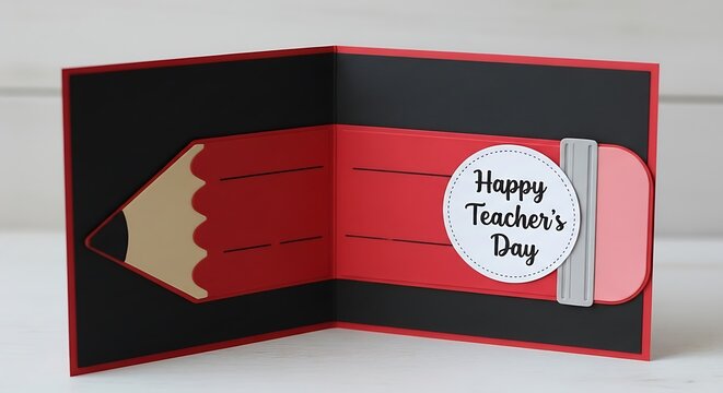 Happy teachers day card designed like a pencil, education concept