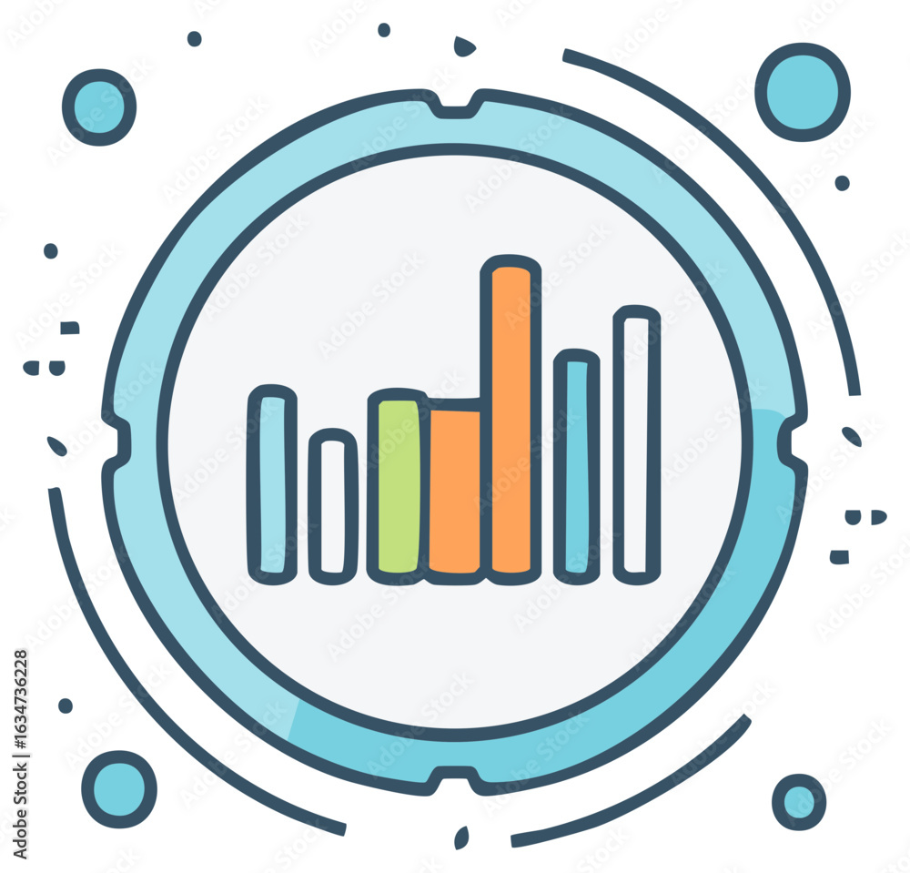 Aufkleber Data analysis chart icon with graph bars inside a circular frame.