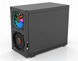 Black System unit of a computer icon. 3d rendering isolated on white background. Cartoon plastic style icon.computer, illustration, technology, buttons, ideas, information, network, rack,Generative Ai
