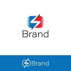 Modern Letter S Lightning Monogram Logo with two backgrounds. 