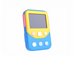 Pager retro device. 3d rendering isolated on white background. Cartoon plastic style icon.mobile, plastic, buttons, business, communication, pager, clipping path, horizontal, information,Generative Ai