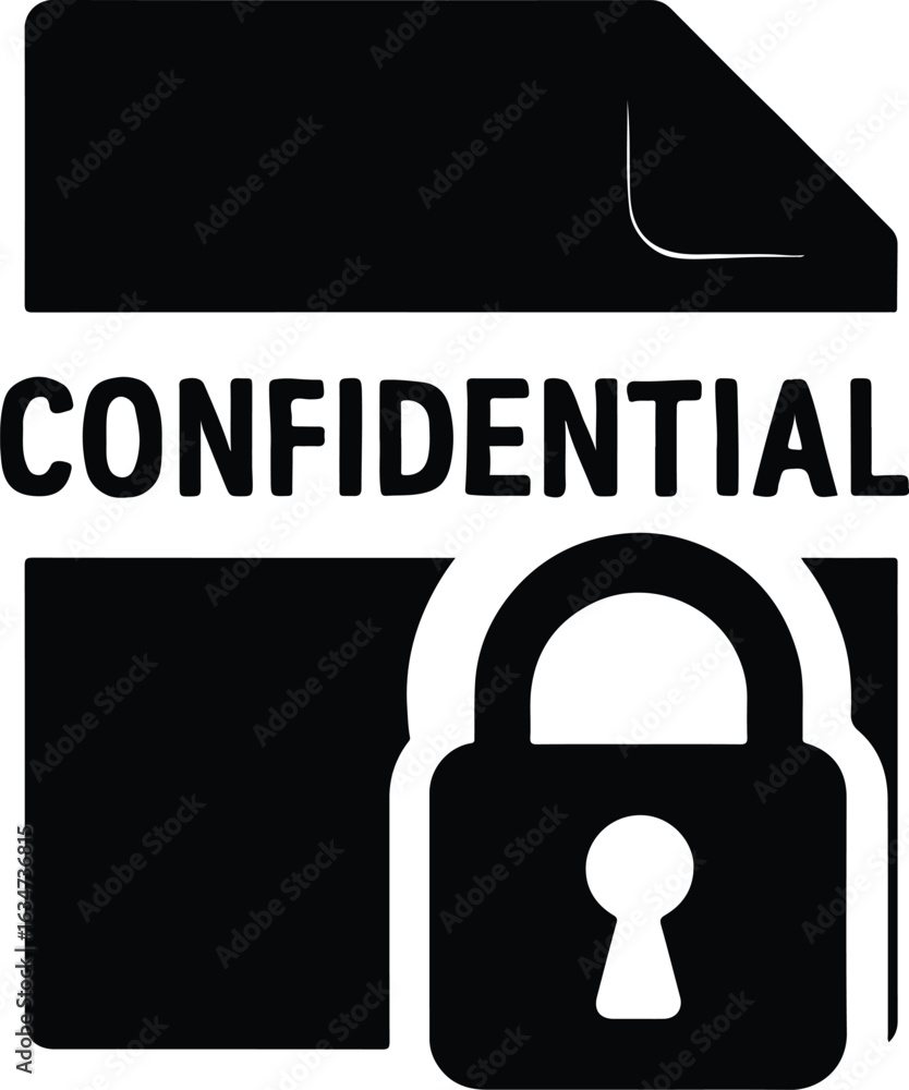 Poster confidential document icon representing data security and privacy ensuring restricted access and inf