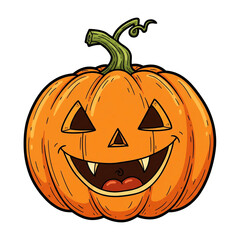 Fototapeta premium Spooky Smiling Pumpkin Carving: A cheerful pumpkin, carefully carved with a playful face, embodies the spirit of Halloween. Perfect for autumn-themed designs and celebrations.