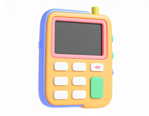Pager retro device. 3d rendering isolated on white background. Cartoon plastic style icon.mobile, plastic, buttons, business, communication, pager, clipping path, horizontal, information,Generative Ai