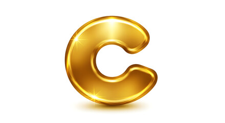 Naklejka premium Golden 3D Letter C Isolated on White Background Shiny