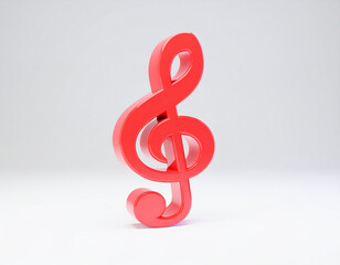Red Treble clef music note icon. 3d rendering isolated on white background. Cartoon plastic style.concert, graphic, melody, musical, note, music, treble, entertainment, isolated,Generative Ai