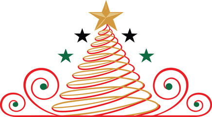 Christmas Tree with Star Vector Design