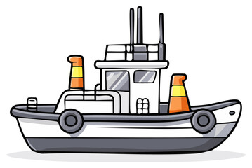 Cartoon Tugboat Illustration Vessel for Sea Travel Navigation Shipping