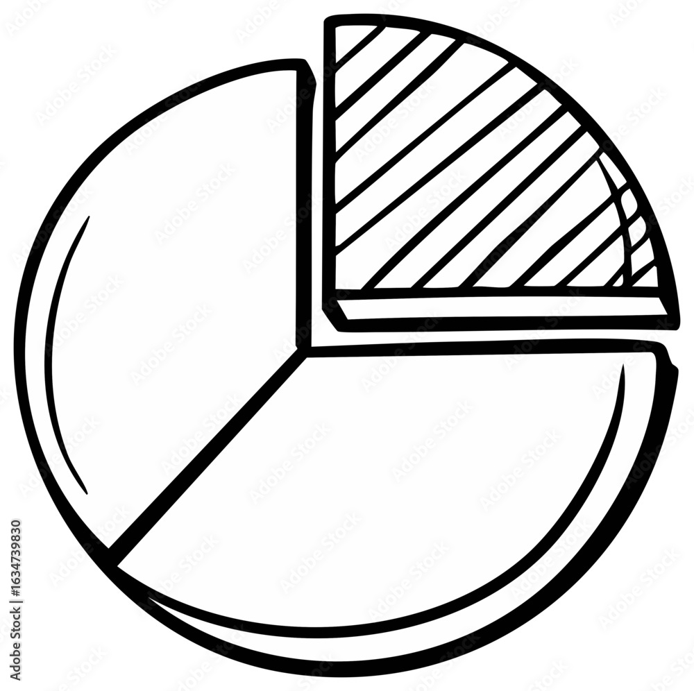 Aufkleber hand drawn pie chart doodle for business data analysis and statistical reporting visualization