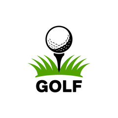 Golf Ball on Tee Logo Design for Sporting Events and Brand Identity Golf Course Advertisement