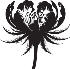 Vintage vector illustration of a tribal black and white silhouette tree with decorative floral and bird elements perfect for a tattoo design