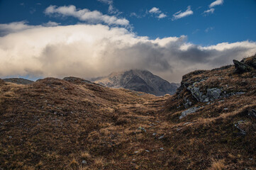 passo gavia landscape during an autumnal and cloudy day, santa caterina valfurva, Bormio, Sondrio