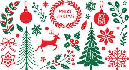 Christmas Doodle Design Elements Set