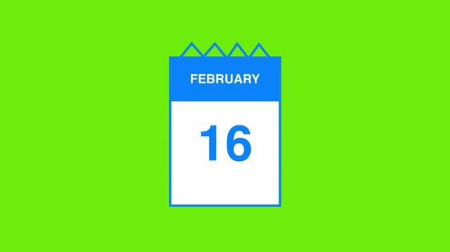 February month calendar. calendar simple icon animation date change time month. sophisticated calendar animation. Date, day and month
