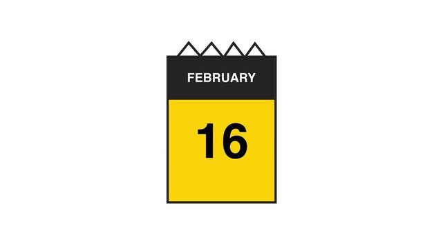February month calendar. calendar simple icon animation date change time month. sophisticated calendar animation. Date, day and month