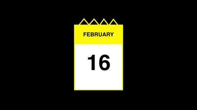 February month calendar. calendar simple icon animation date change time month. sophisticated calendar animation. Date, day and month
