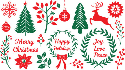 Christmas Doodle Design Elements Set