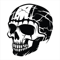 Cracked Skull with Barbed Wire