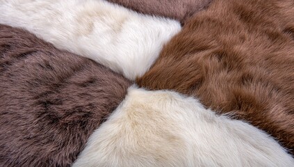 Obraz premium Close-up of overlapping fur pieces in brown and white