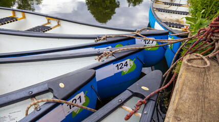 Canoes on the river Bure Norfolk