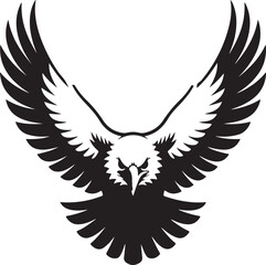 Obraz premium Flying black eagle silhouette with spread wings, a powerful tribal design