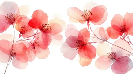 Obraz premium adorable watercolor bouvardia flowers in soft pink, white background0878c4db0cee