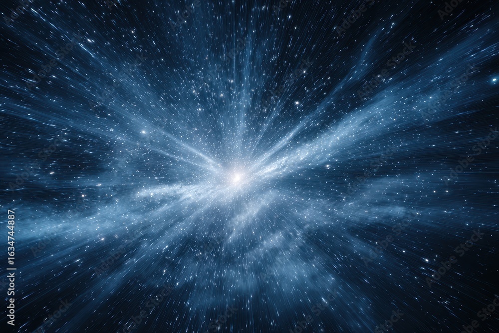 Poster exploring the mysterious depths of an abstract cosmic background with dynamic motion through a vibra