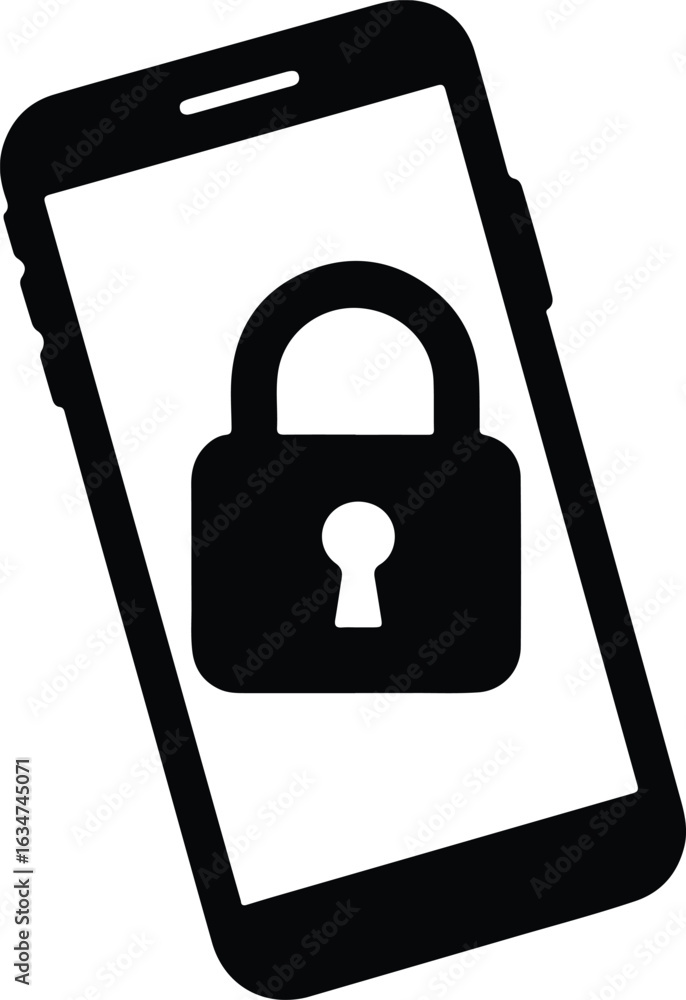 Aufkleber a smartphone displaying a padlock on its screen represents mobile security and data protection in th