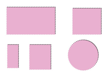 Blank postage stamp with empty paper design space on transparent background