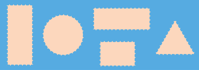 Set of postage stamp mockup blank isolated on transparent background.