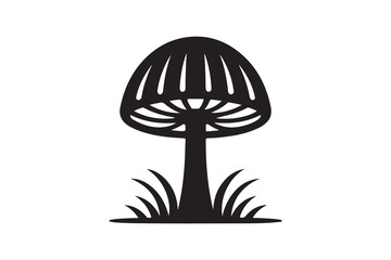 Black Mushroom Icon with Polka Dots