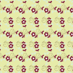 Cheerful Flower Pattern with Daisies and Tulips on Beige
