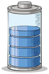Illustration of a Half Charged Battery Representing Energy Level and Electrical Storage