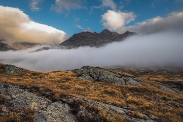 passo gavia landscape during an autumnal and cloudy day, santa caterina valfurva, Bormio, Sondrio
