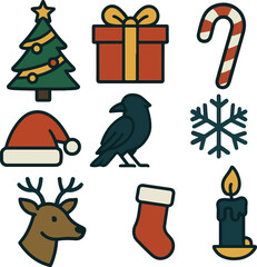 Naklejka premium set of christmas icons