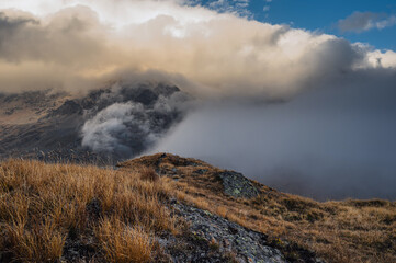 passo gavia landscape during an autumnal and cloudy day, santa caterina valfurva, Bormio, Sondrio