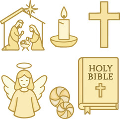 set of christmas icons jesus